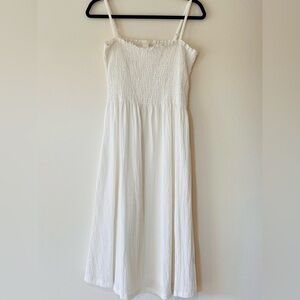 H&M White Smocked Gauzy Dress